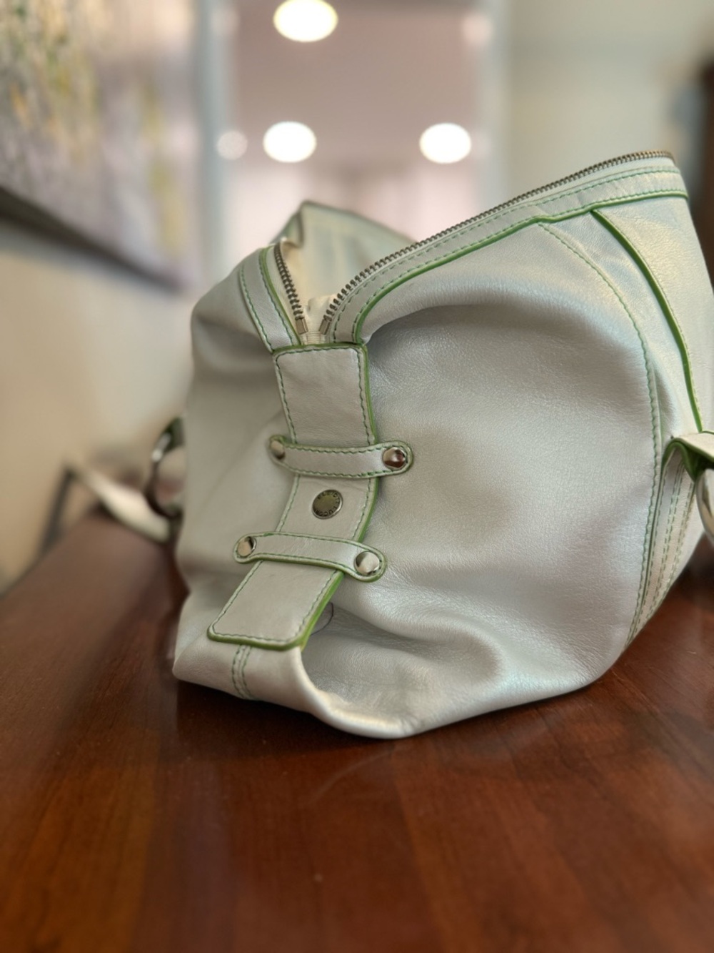 Elliott Lucca Pearly White Leather Shoulder Bag | Y2K Charm Bag Spring Summer 🤍 - Picture 7 of 16